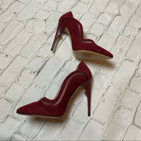 Nour Jensen Red Suede Heels 7 - Picture 2 of 6